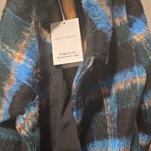 Free Assembly Women's Blue and Black Full Length Trench Coat